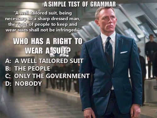 gun rights 2nd amendment grammar lesson well tailored suit