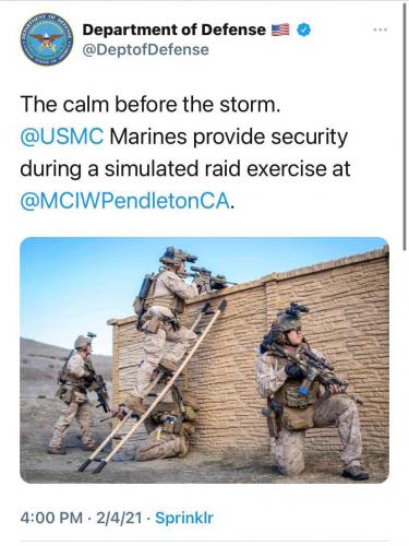 Calm before the storm U.S. Marines at Camp Pendleton, California.  Practice