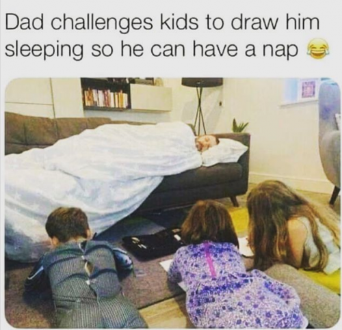 dad challenges kids to draw him sleeping so he can have a nap kid friendly funny Screen Shot 2020-03-07 at 7.59.55 PM