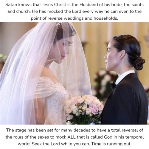 Femocracy Wedding With Male Bride And Female Husband To Mock Christ