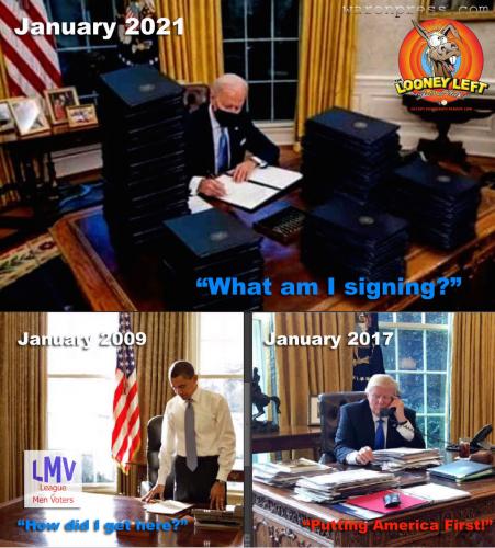 first days office biden obama trump