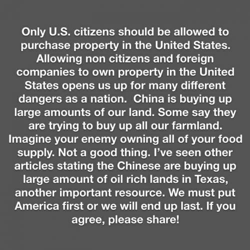 Stop letting China buy lands