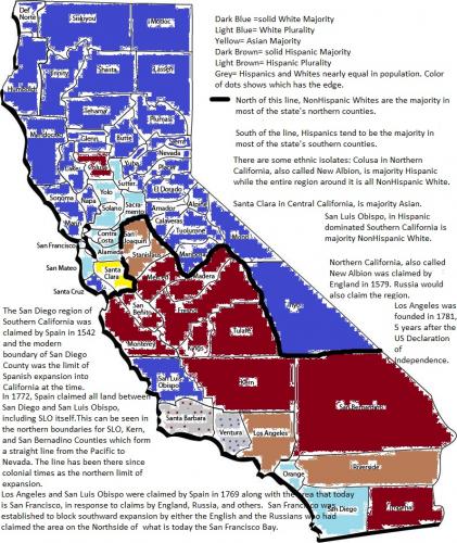 majority ethnicity map of california