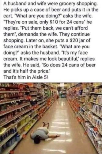 a husband and wife go grocery shopping