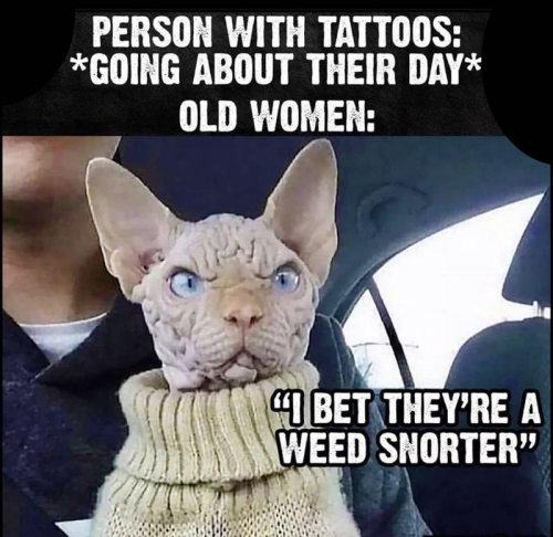Old ladies don't like tattoos
