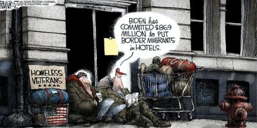 BIDEN IMMIGRANTS VS VETERANS CARTOON