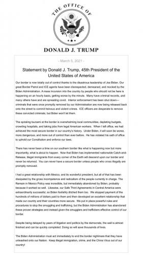 Statement by President Donald J Trump