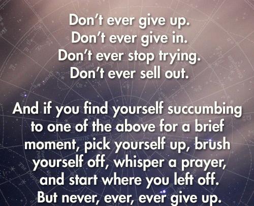 never give up