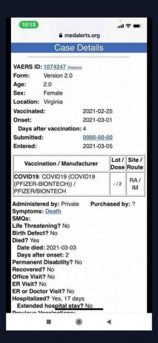 First reported toddler death