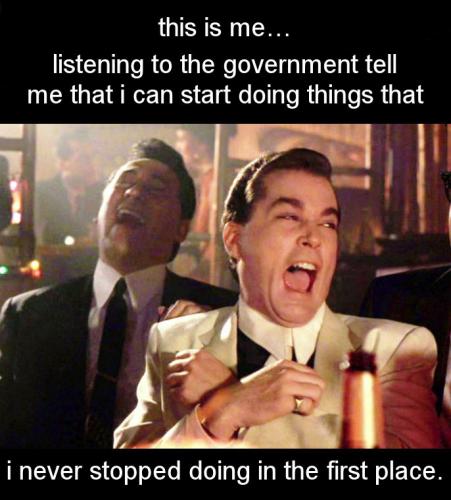 listening to the government tell me that i can do things that i never stopped ding in the first place