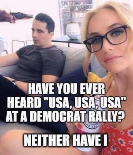 USA, USA, USA at a Democratic Rally - meme