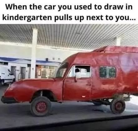 car draw in kindergarten pulls up next to you red truck crayon