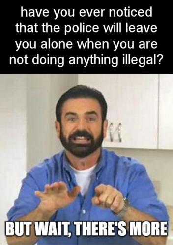 have you ever noticed that the police will leave you alone when you are not doing anything illegal