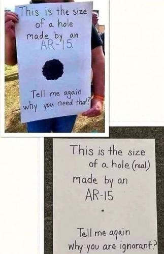 a hole made by an ar15