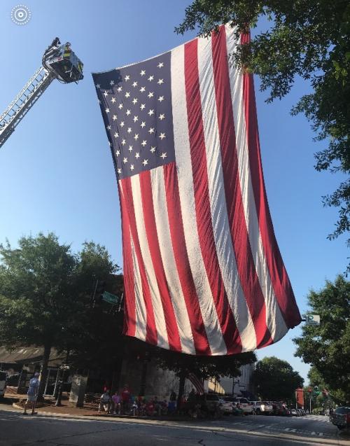 Flag with fire trucks