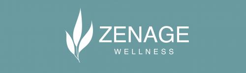 Zenage Wellness white on turquois linkein