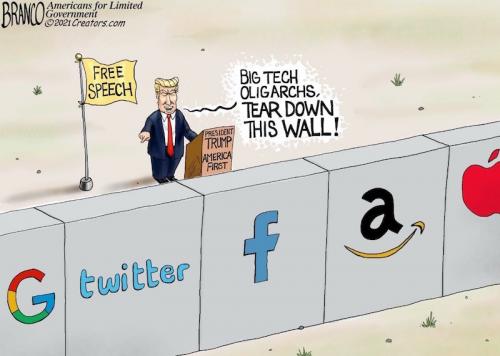 Trump - Tear Down This Wall - Google, Twitter, Facebook, Amazon, Apple