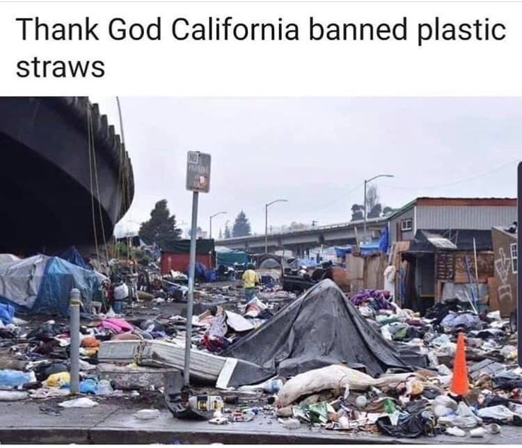 thank god california banned plastic straws shithole garbage homeless wasteland 3rd world
