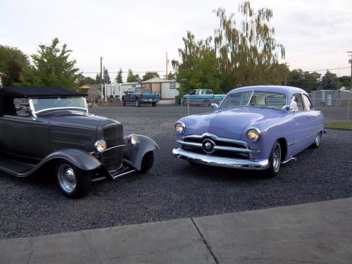 Our 32 and 49 Ford street rods.