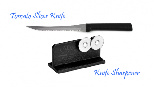 Tomato Slicer and Knife Sharpener (Black Handle)