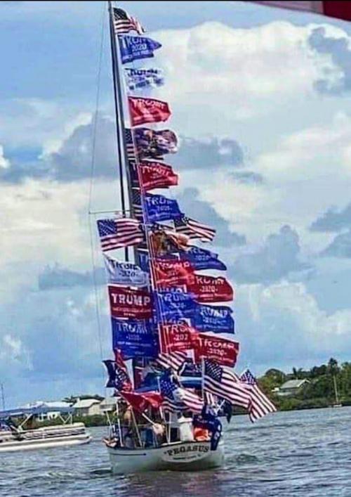 Trump flag boat