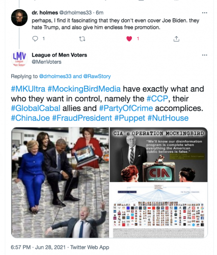 mkultra mockingbirdmedia chinajoe puppet exactly what they want nwo ccp