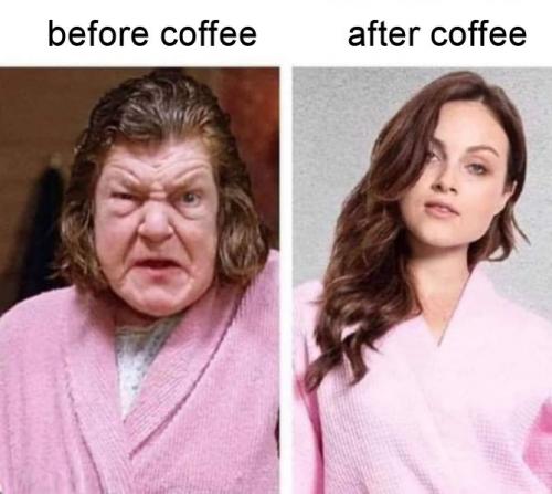before coffee after coffee