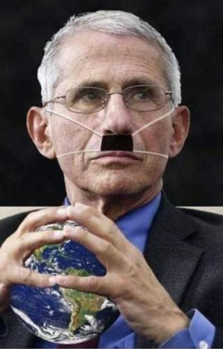 faucism globalism black mask fauci shot nazi