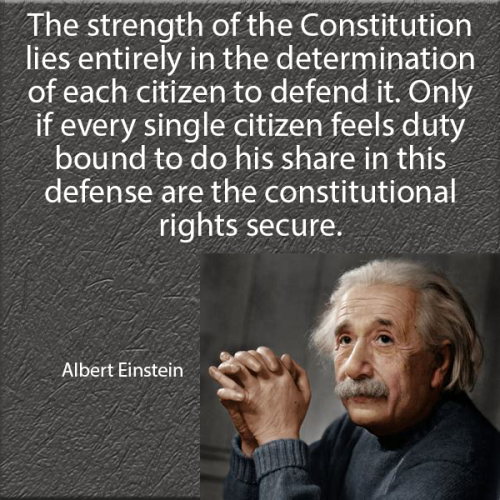 Albert Einstein - Strengh of Constitution lies in determination of every single citizen