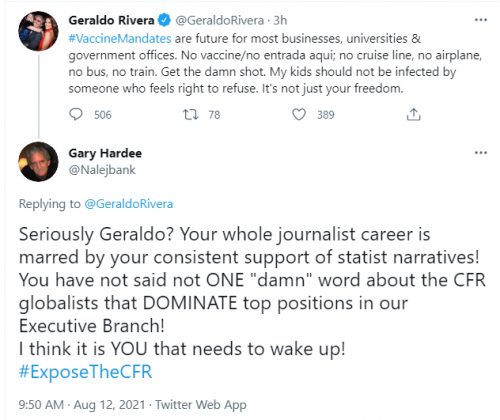 Geraldo Rivera and 'vaccines' Tweet