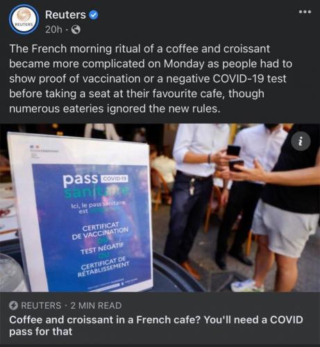 French Covid Cert for Coffee
