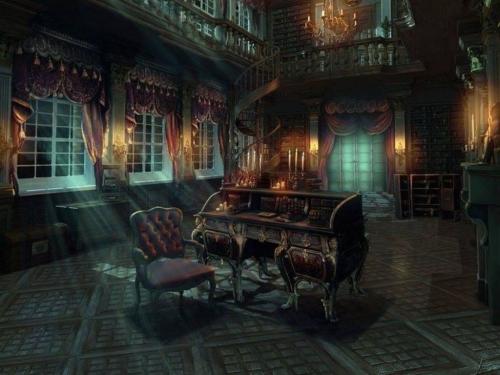 Rays of light through darkened room