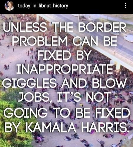 fix border inappropriate giggles cackle laughing blow job not going to be fixed at all kamala