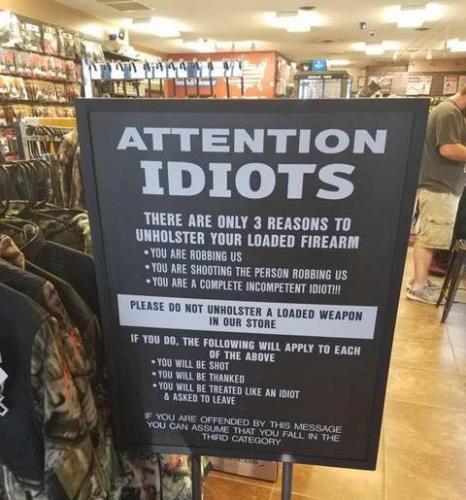 sign idiots gun