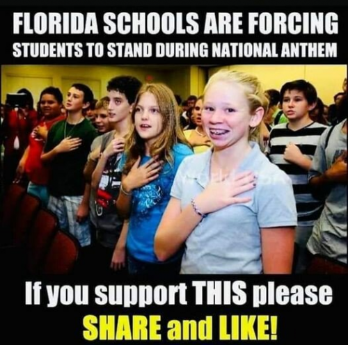 Florida students  stand for National Anthem