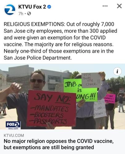 liarsoftheleft ktvu shilling for shot mandates denounce religious exemptions as illegitimate no major religion NLT democrat religion