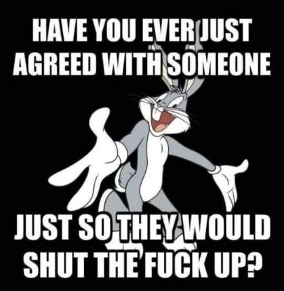 have you ever agreed with someone just to get them to shut the fuck up
