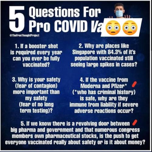 5  Questions For Pro Covid Vaccine Supporters