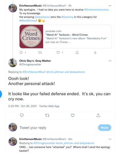 personal attack @chrisgreymatter hypocrisy projecting