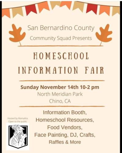 Chino, CA - Homeschool Information - Nov 14