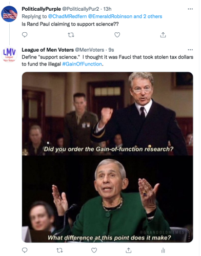 joke punchline support science fauci rand paul @politicallyPur2 politically purple centrist dummy