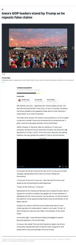 Iowa's GOP leaders stand by Trump as he repeats false claims