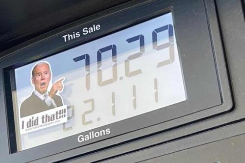 Biden stickers on Gas Pump