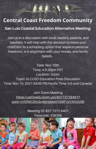 San Luis, CA - Nov 10 - Education Alternatives Zoom