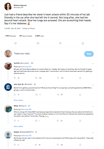 heart attacks and deaths from vax twitter thread one within 20 minutes of jab blamed by demoquacks fraud fauci doctors on diabetes