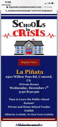 Concord, CA - Dec 1 - Schools in Crisis - Time to Leave the Public School System