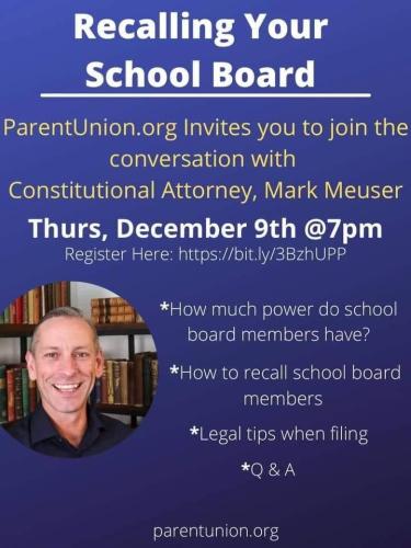 Zoom Meeting - Dec 9 - How to Recall a School Board Member
