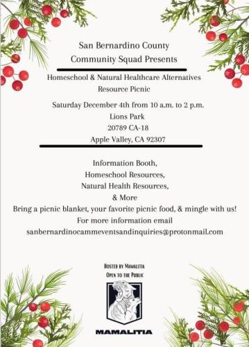 Apple Valley, CA - Dec 4 - Homeschool and Natural Health Resources