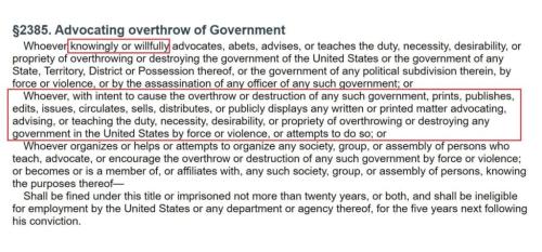 ADVOCATING OVERTHROW OF GOVERNMENT 1