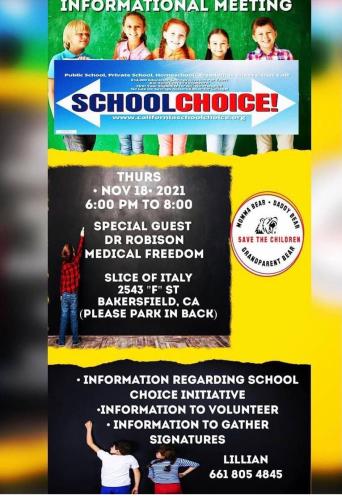 Bakersfield, CA - Nov 18 - School Choice Information Meeting